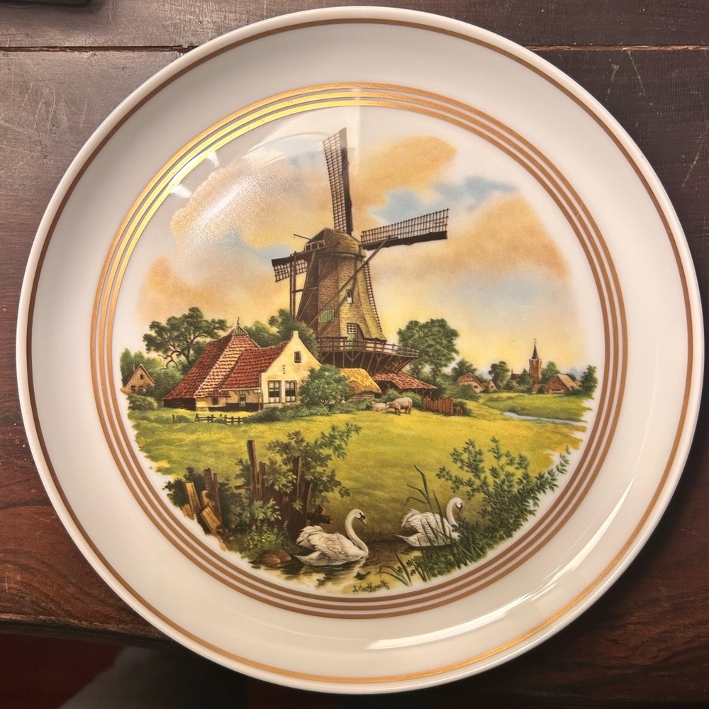 Royal Schwabap Windmill Plate. Vintage.